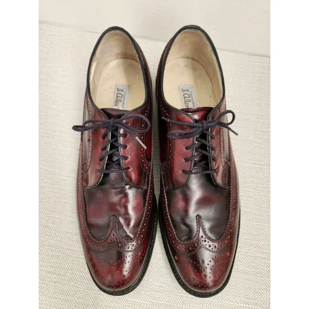 J. Allen Ltd Custom Designed 10 D Burgundy Oxford Oxblood Leather Wingtip Brogue